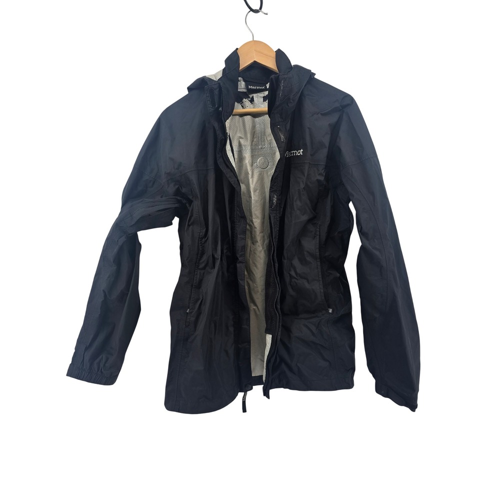 Marmot Rain Jacket Womens XL Precipit Black Hooded Full Zip T55200-4-MXP1